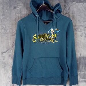 Pirates Caribbean Hoodie Mens Large Teal Sailors Beware Graphic Disney